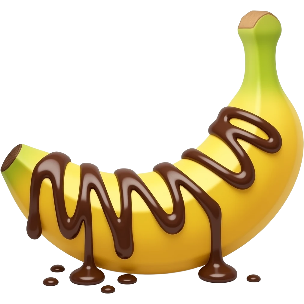 banana treat without skin and chocolate sauce emoji