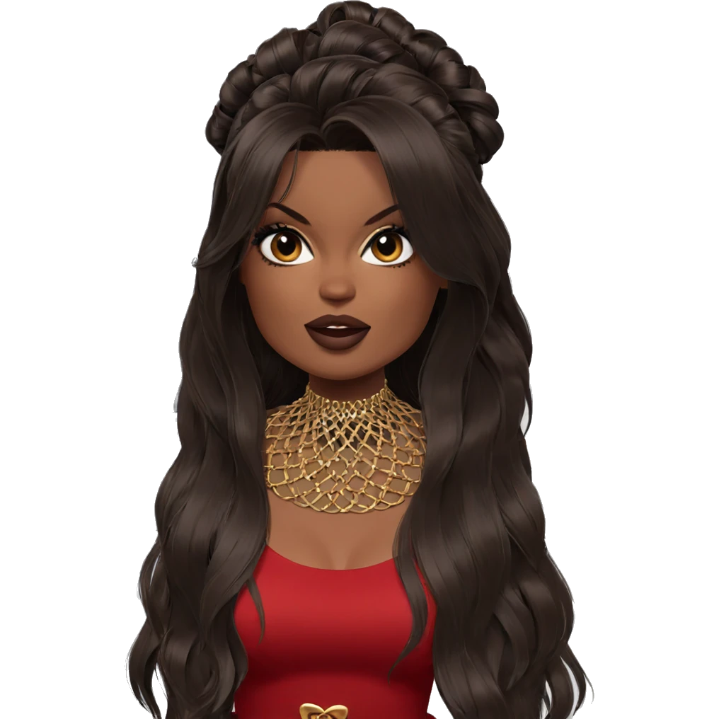 dark-skinned beauty in dress emoji