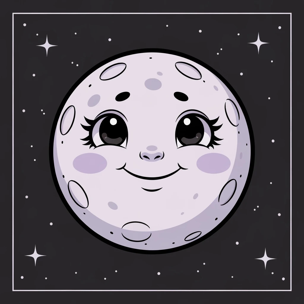 goth moon, cute, expressive, minimal emoji