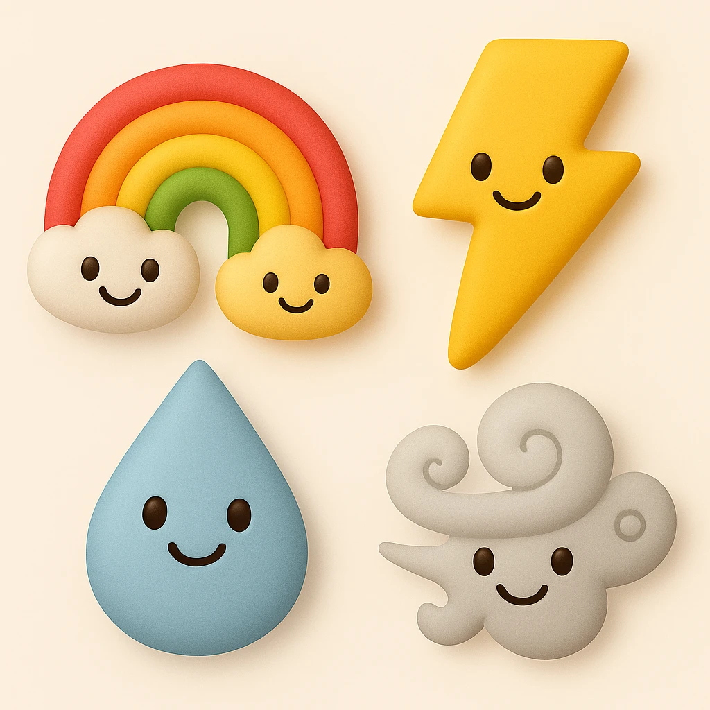 make four emojis in same style emoji