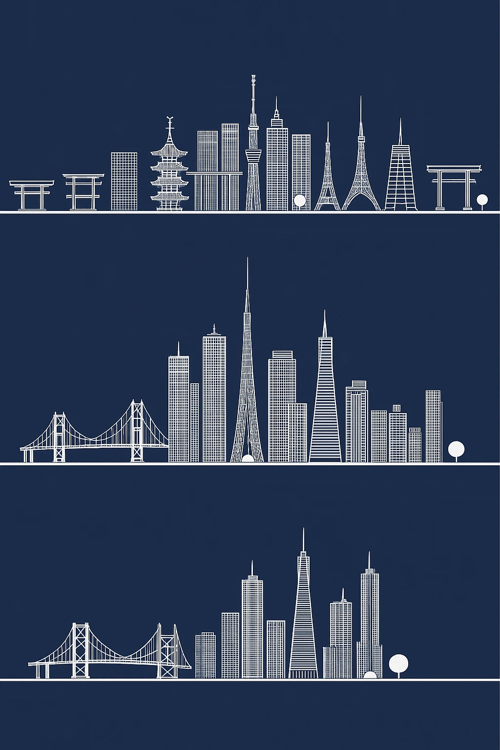 turn the san francisco skyline upside down and place it directly below the tokyo skyline emoji