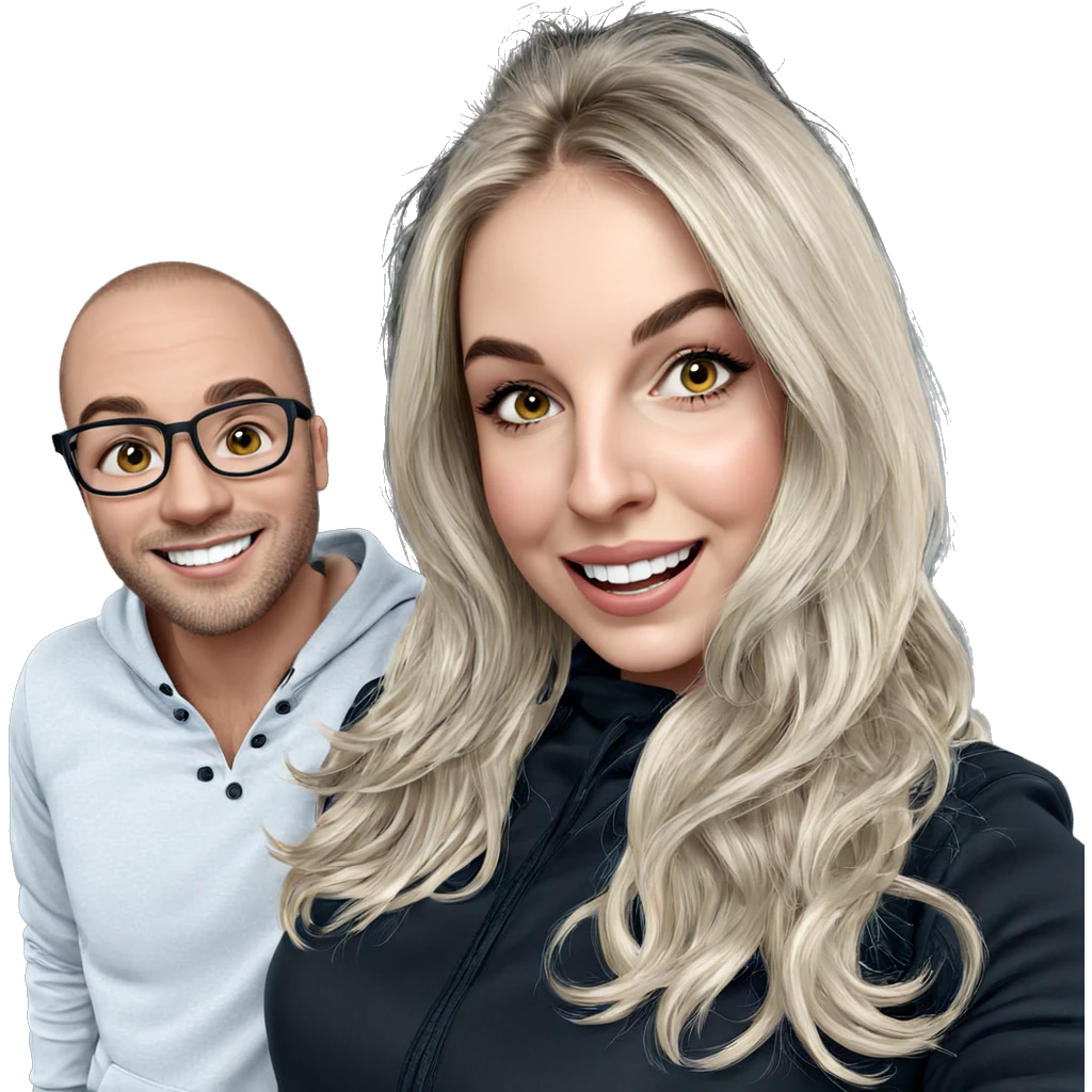 happy couple with smiles emoji