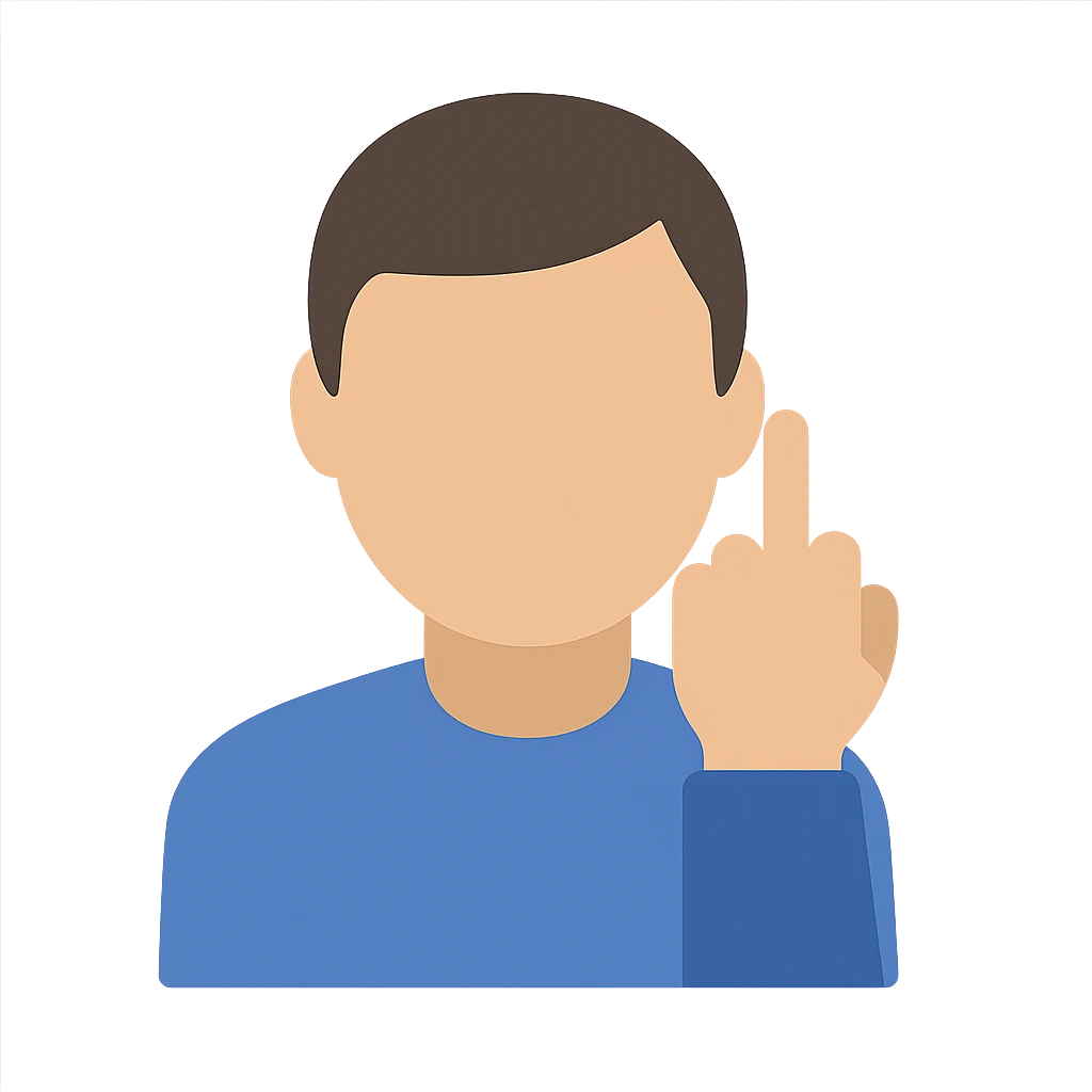 Convert the icon to a colored version showing a person making the 'corte de manga' gesture (middle finger raised, other fingers folded) in an icon style with a transparent background. emoji