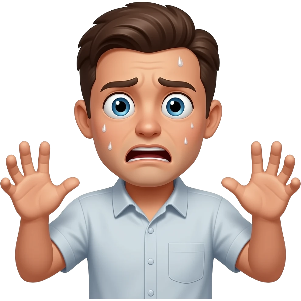 Olhar Assustado ou Parado: Expressão de pânico e movimentos desesperados. emoji