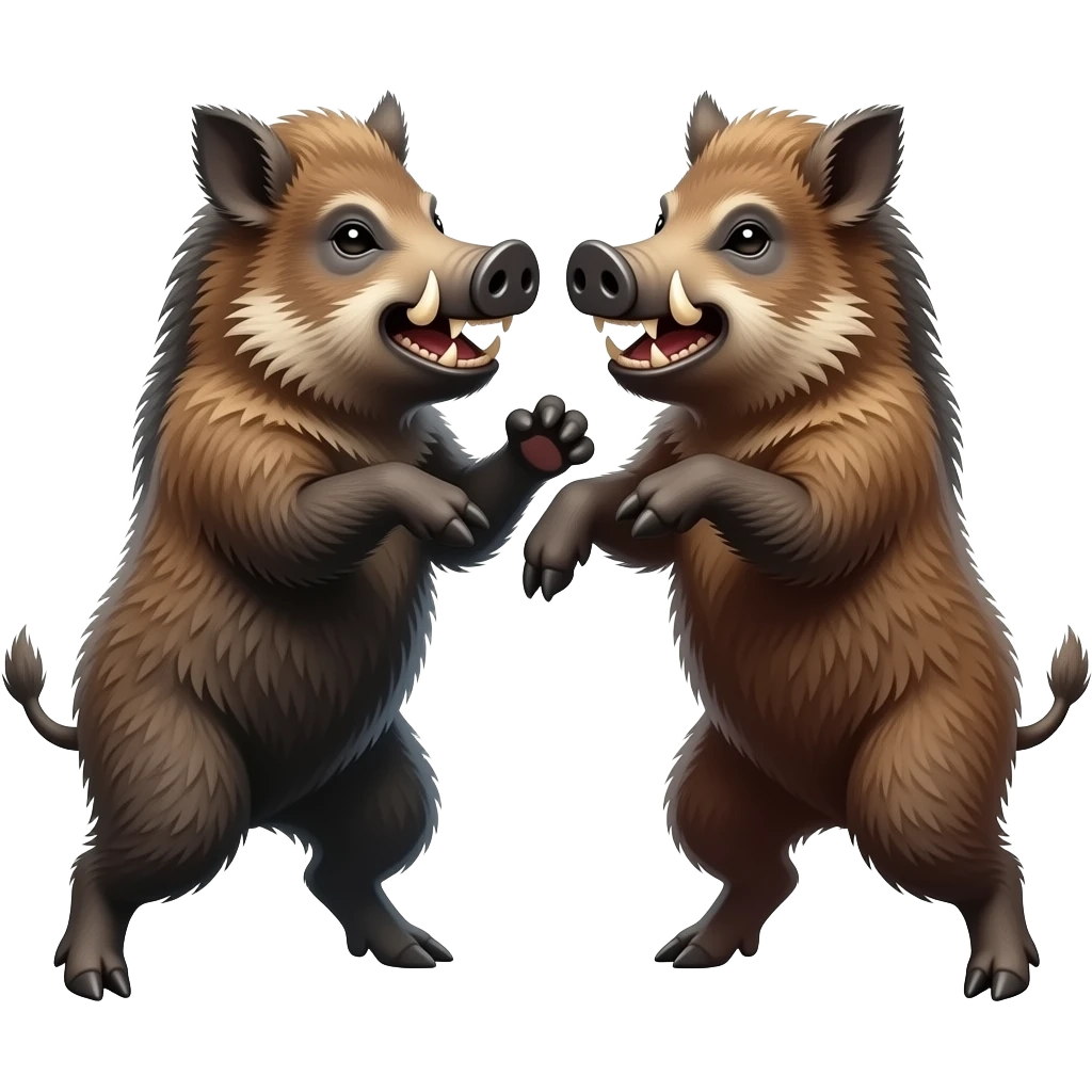 2 japanese Boars fightinig emoji