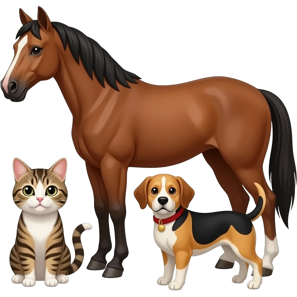 a horse cat dog emoji