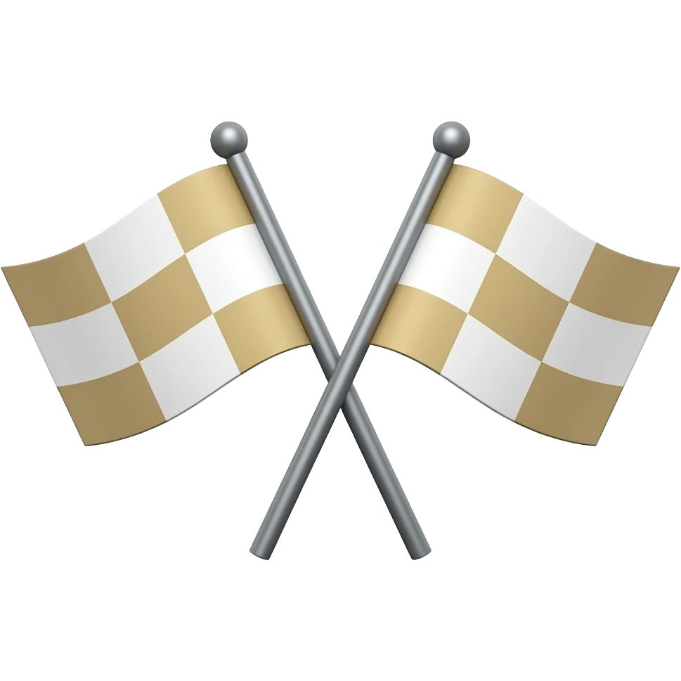 f1 race flag beige and white squares ( 2 flags crossed) emoji
