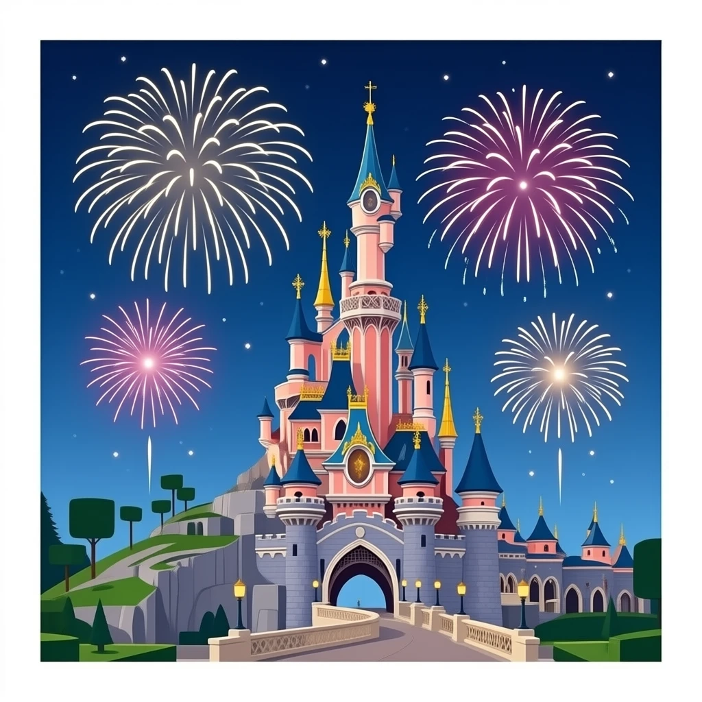 The Castle and Fireworks at Disneyland Paris emoji