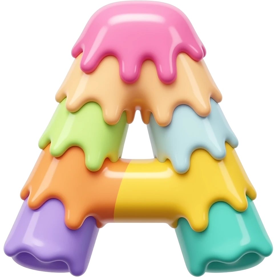 "ice cream letter A, 3D cartoon, colorful, white background" emoji