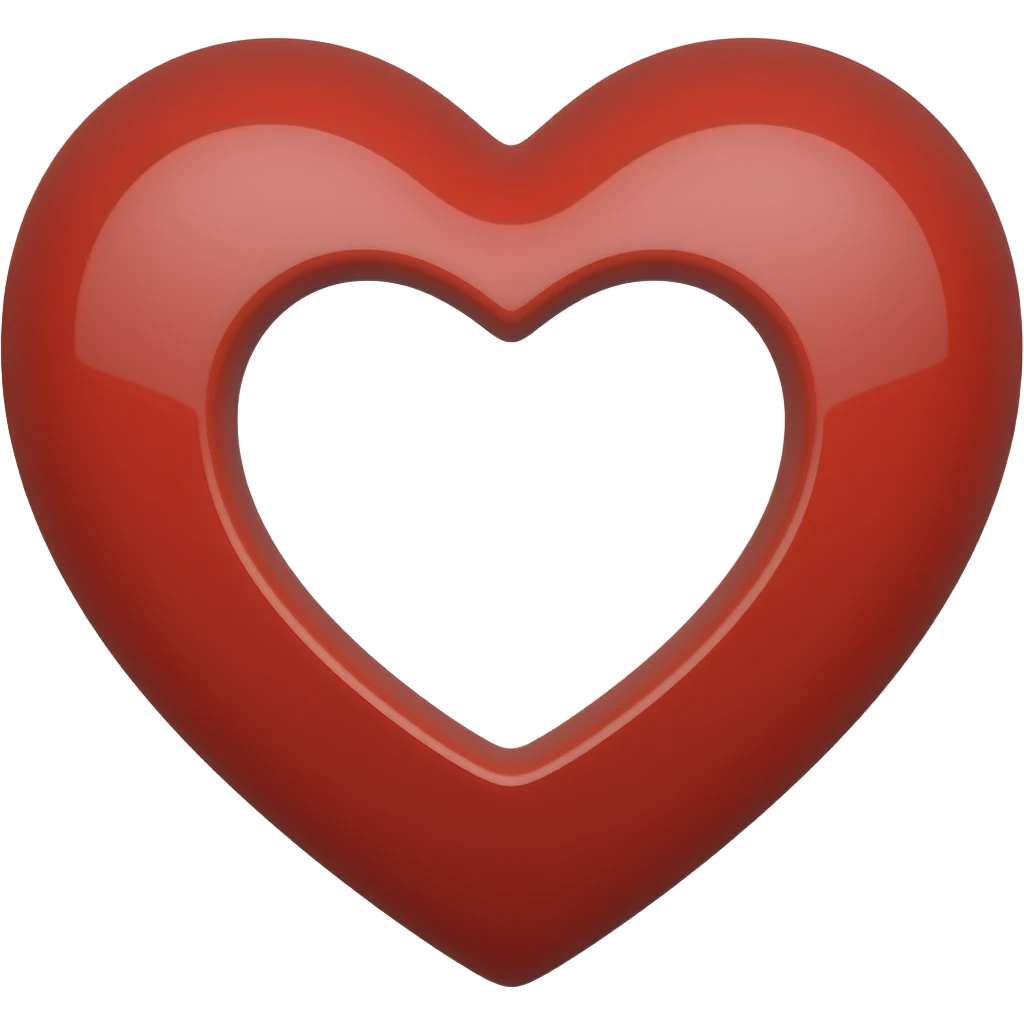 Create a emoji for a red colour simple heart. It must be hollow (no colour or filling inside the emoji). emoji