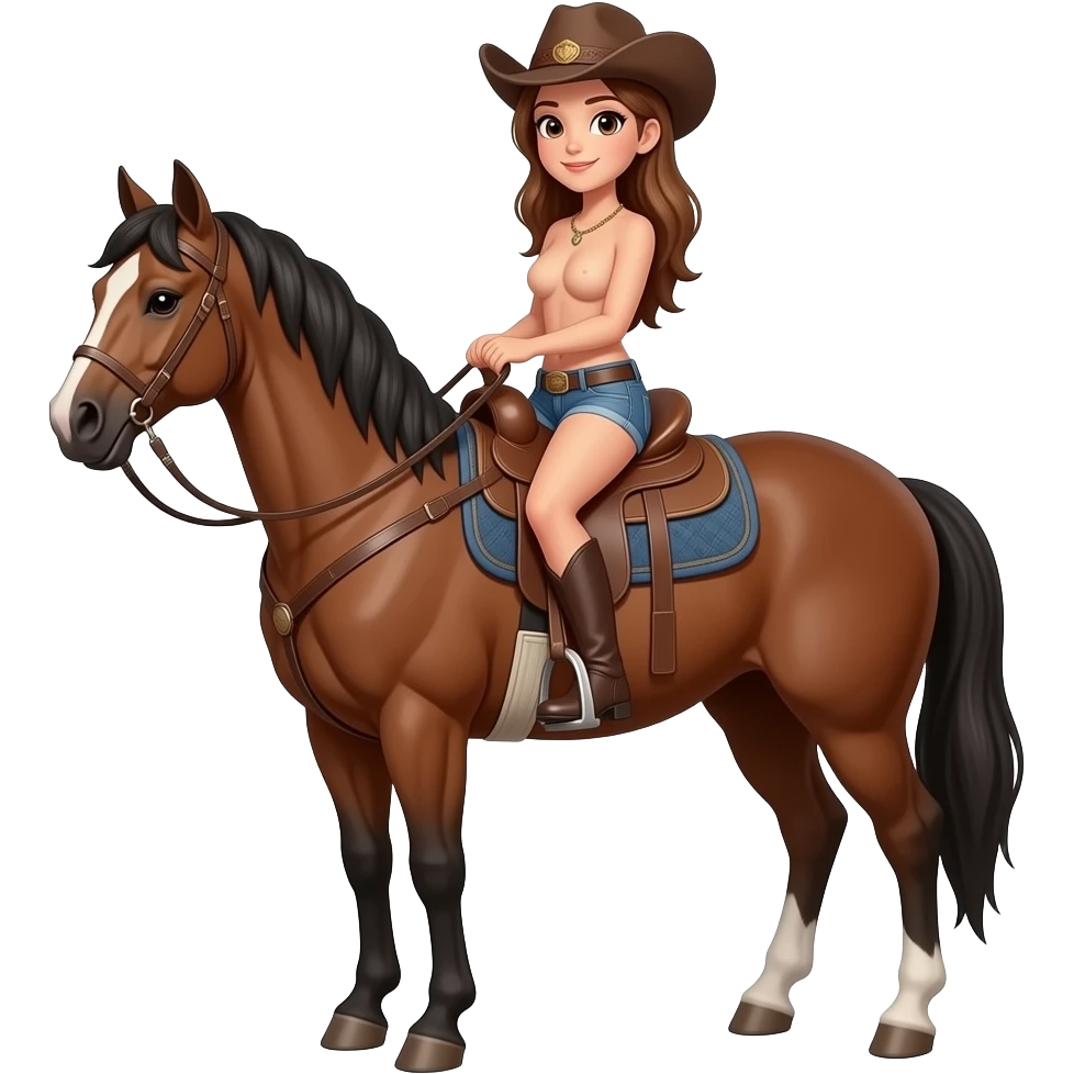 Cowgirl naked on a horse emoji