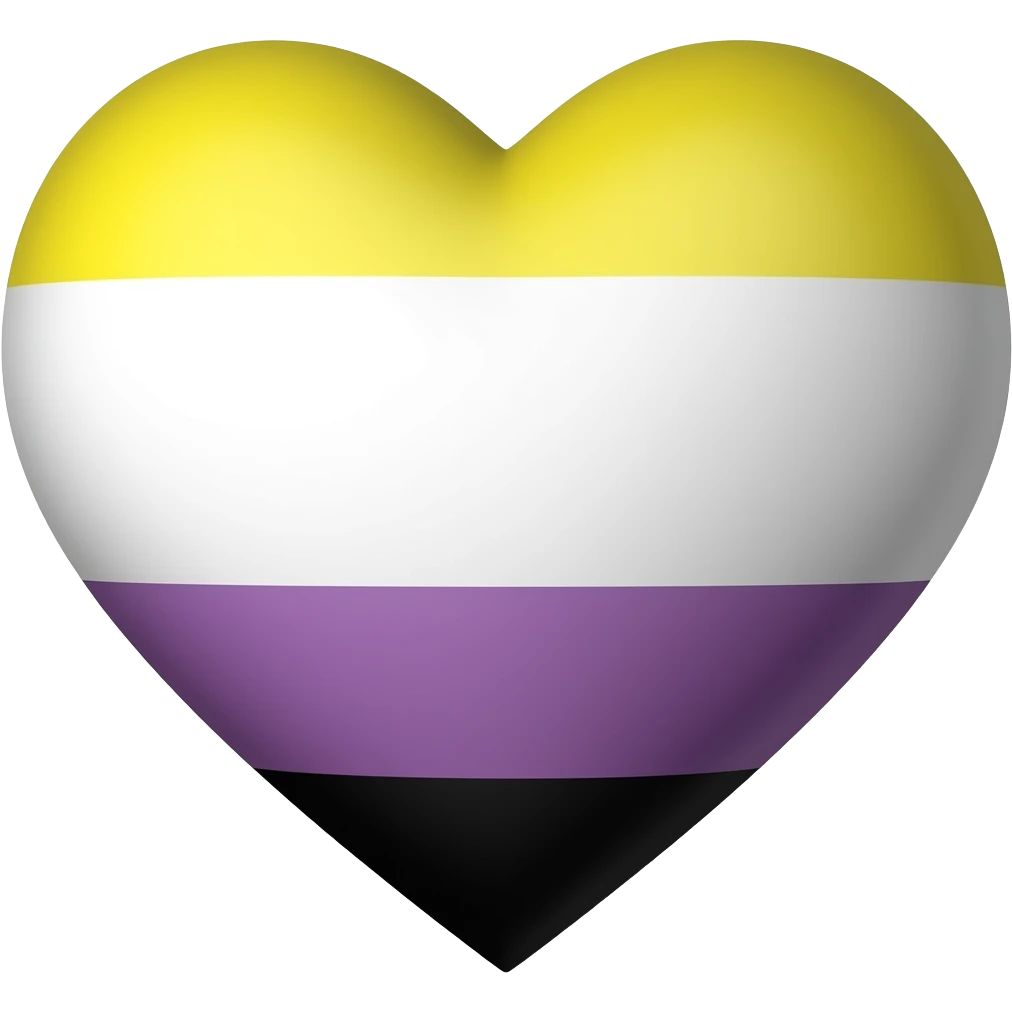 Nonbinary flag heart yellow, white, purple, black emoji