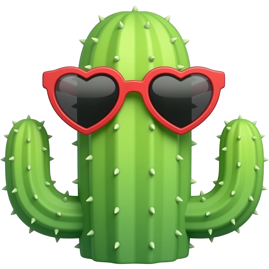 Thin Cactus red heart glasses emoji