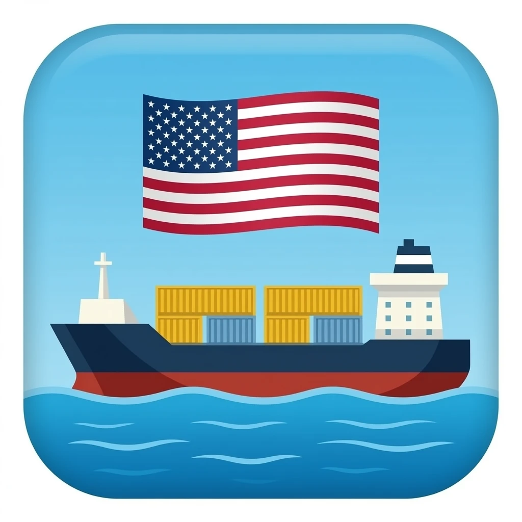 The cargo ship carried 4 large containers, with an American flag hanging horizontally emoji