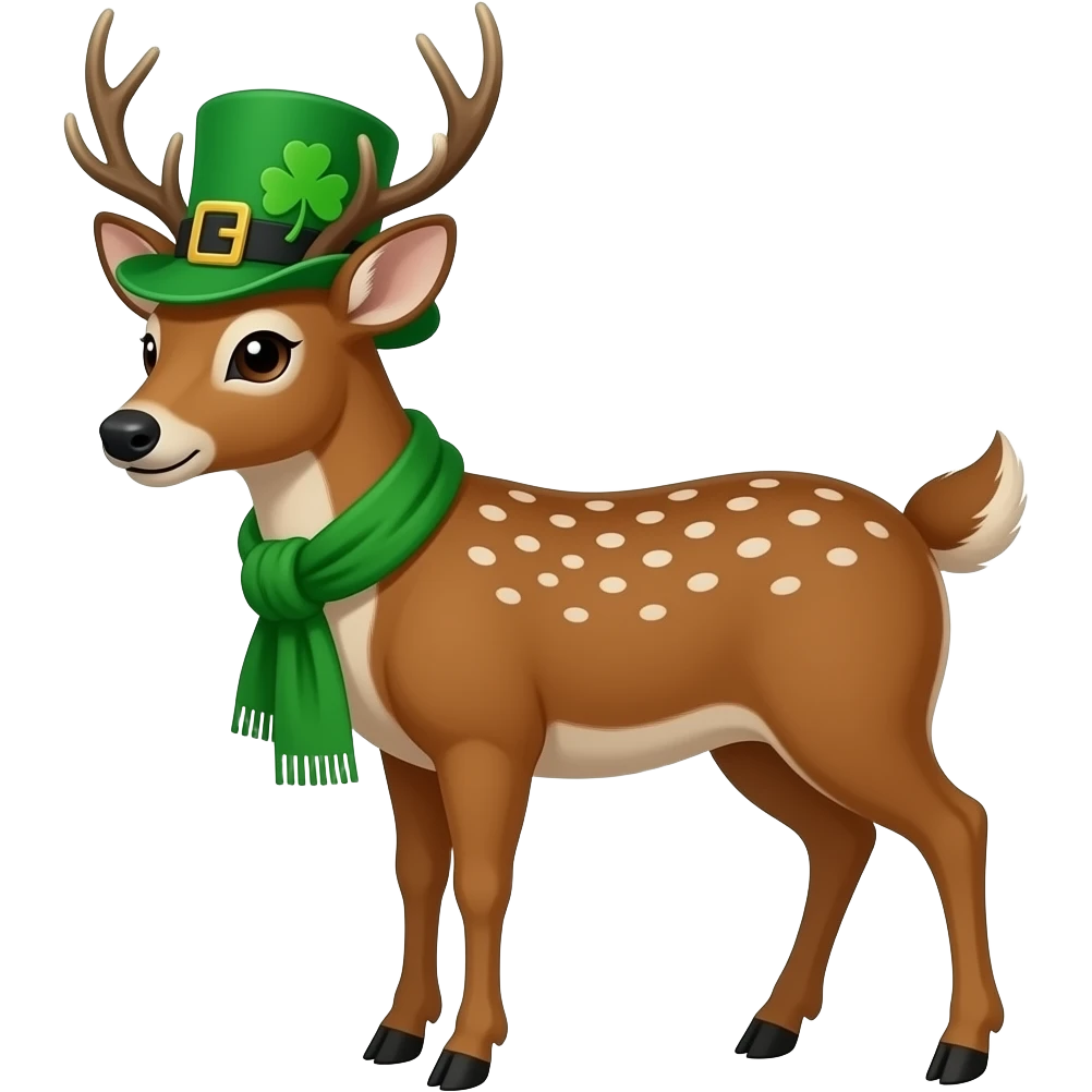 Deer dressed for St Patrick’s day emoji