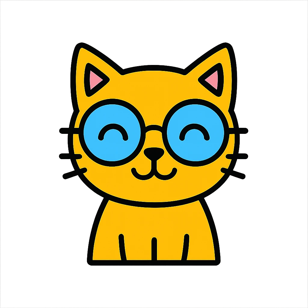 A happy cat wearing glasses emoji