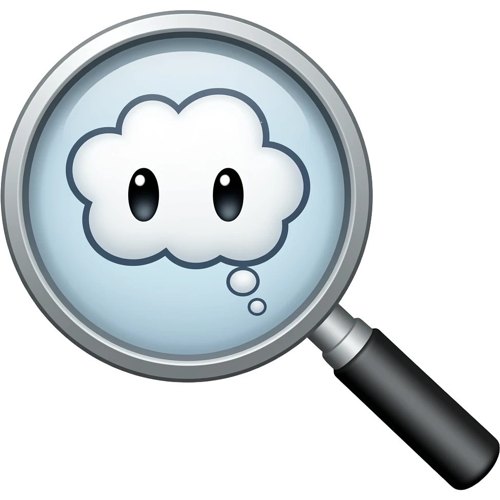 A magnifying glass with a thinking 🤔 in it emoji