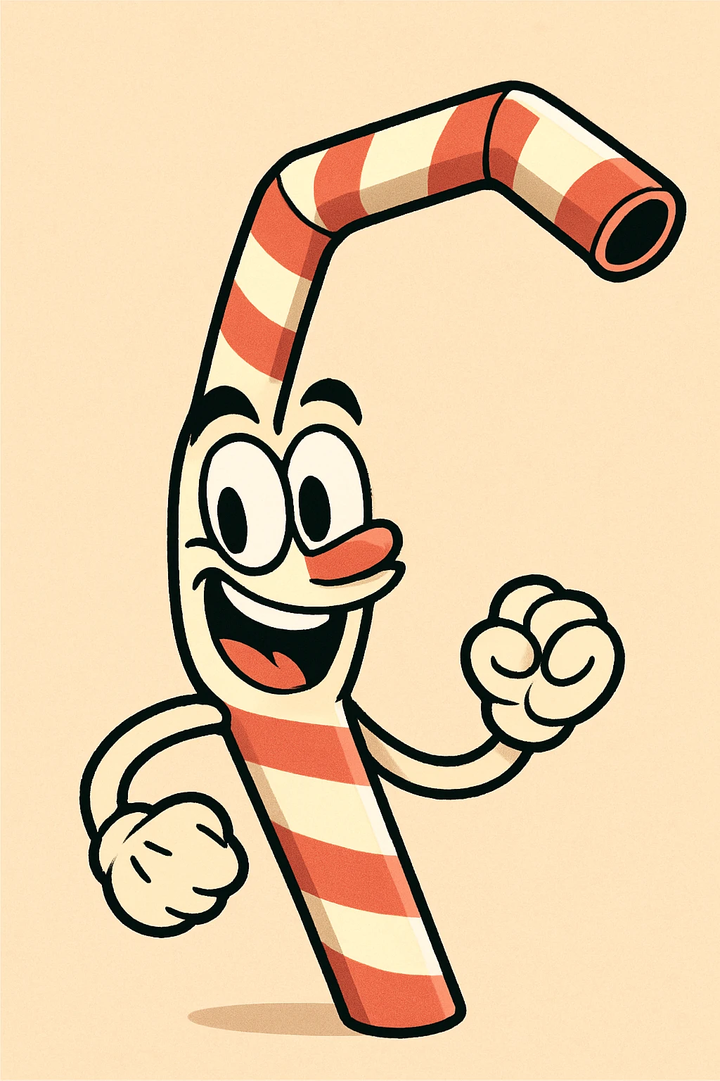 cartoon style bendy striped straw, bold colors, fun emoji