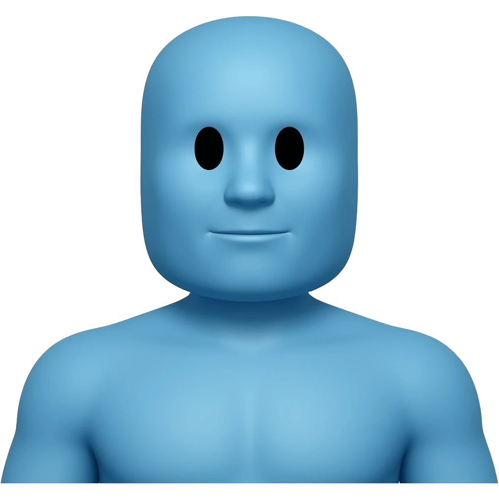 Make a Roblox character remove the  I  I said remove the shirthair and remove the shirt  Remove the eyes in the teeth Remove the eyes and the teeth make the body blue emoji