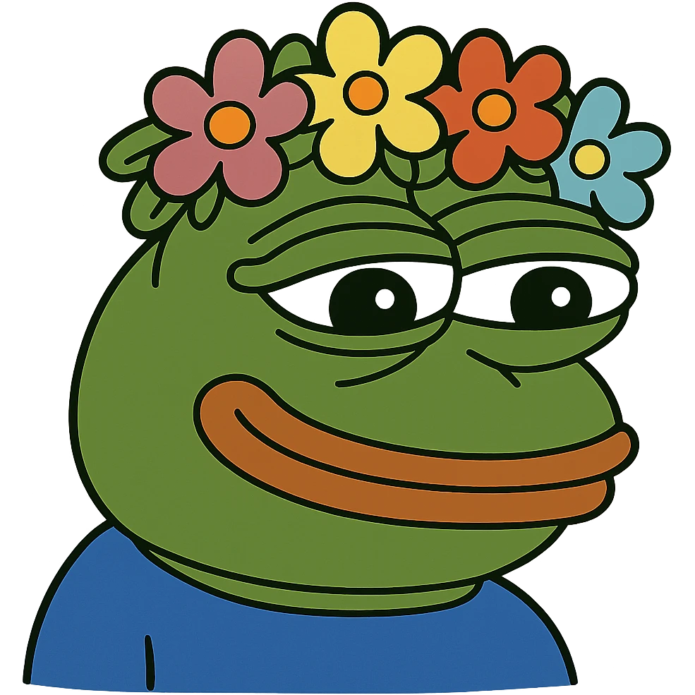 pepe the frog with a flower crown emoji