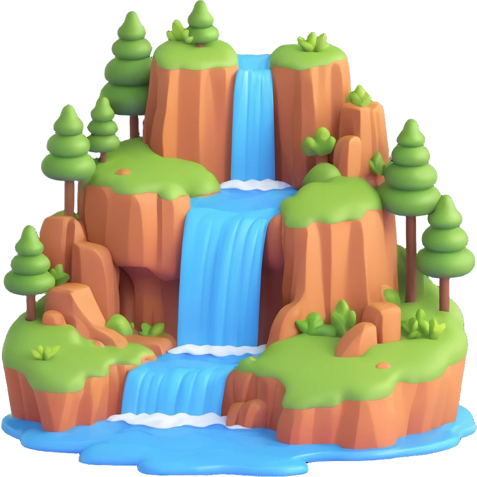 waterfall emoji, similar to 🏞️, microsoft 3d fluent emoji style emoji
