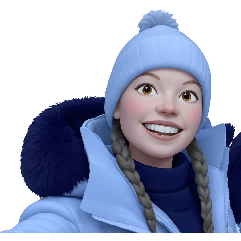smiling girl in winter coat emoji