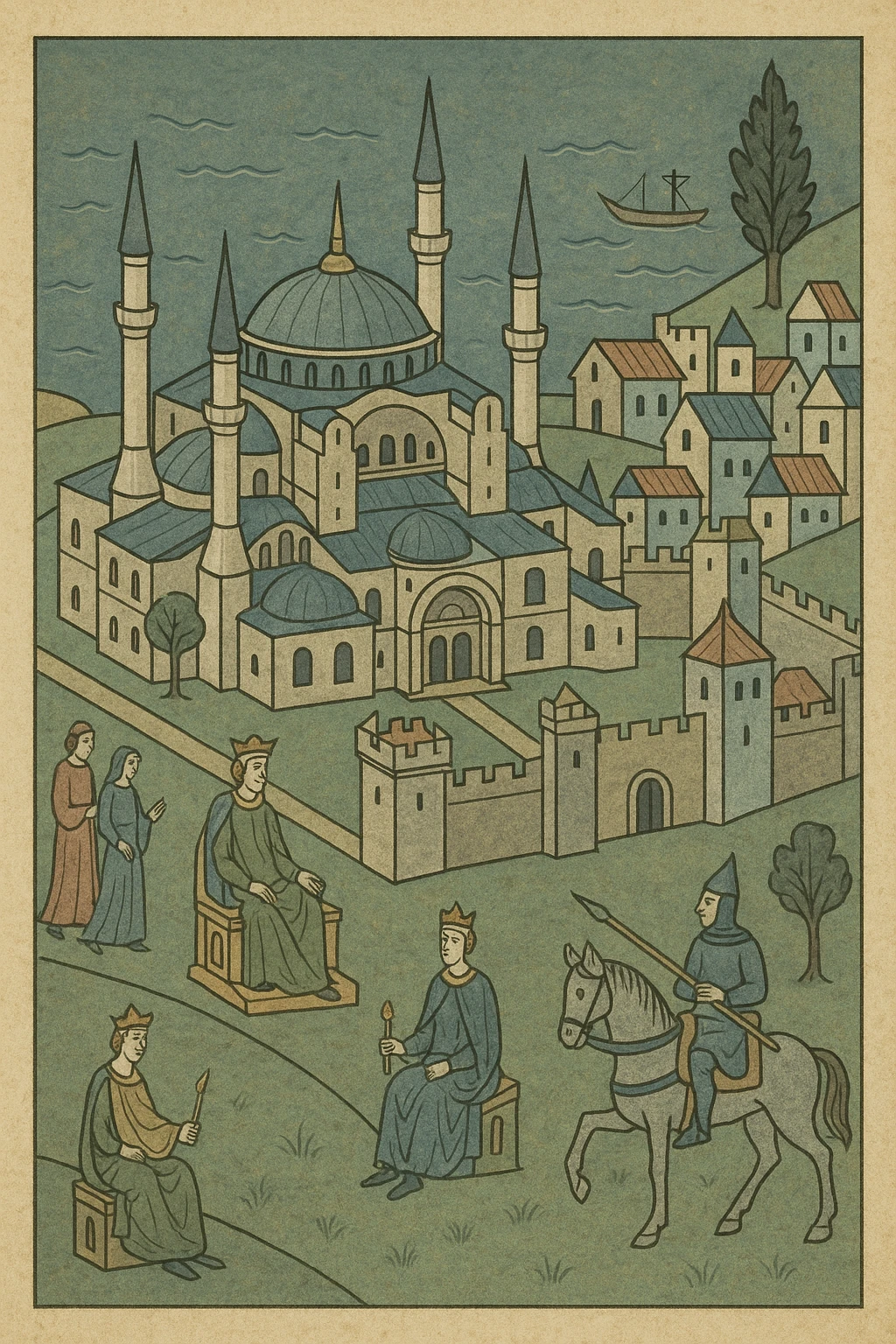 Isometric illustration of Istanbul, featuring photorealistic Hagia Sophia emoji