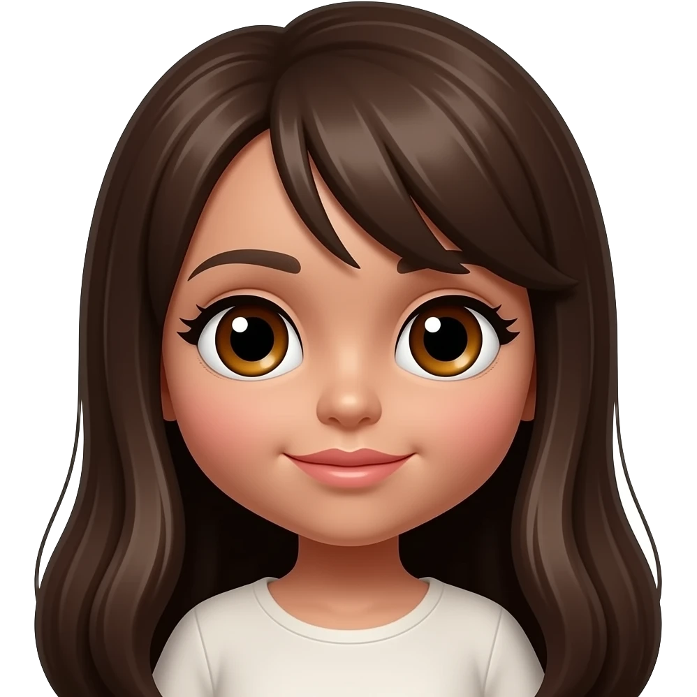 Brunette, long hair, brown eyes, voodoo, doll emoji