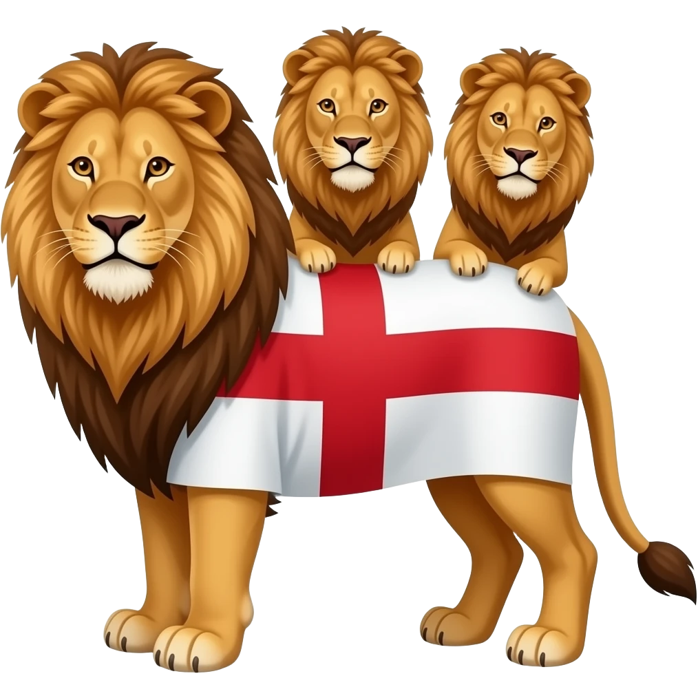 3 lions and an england flag emoji