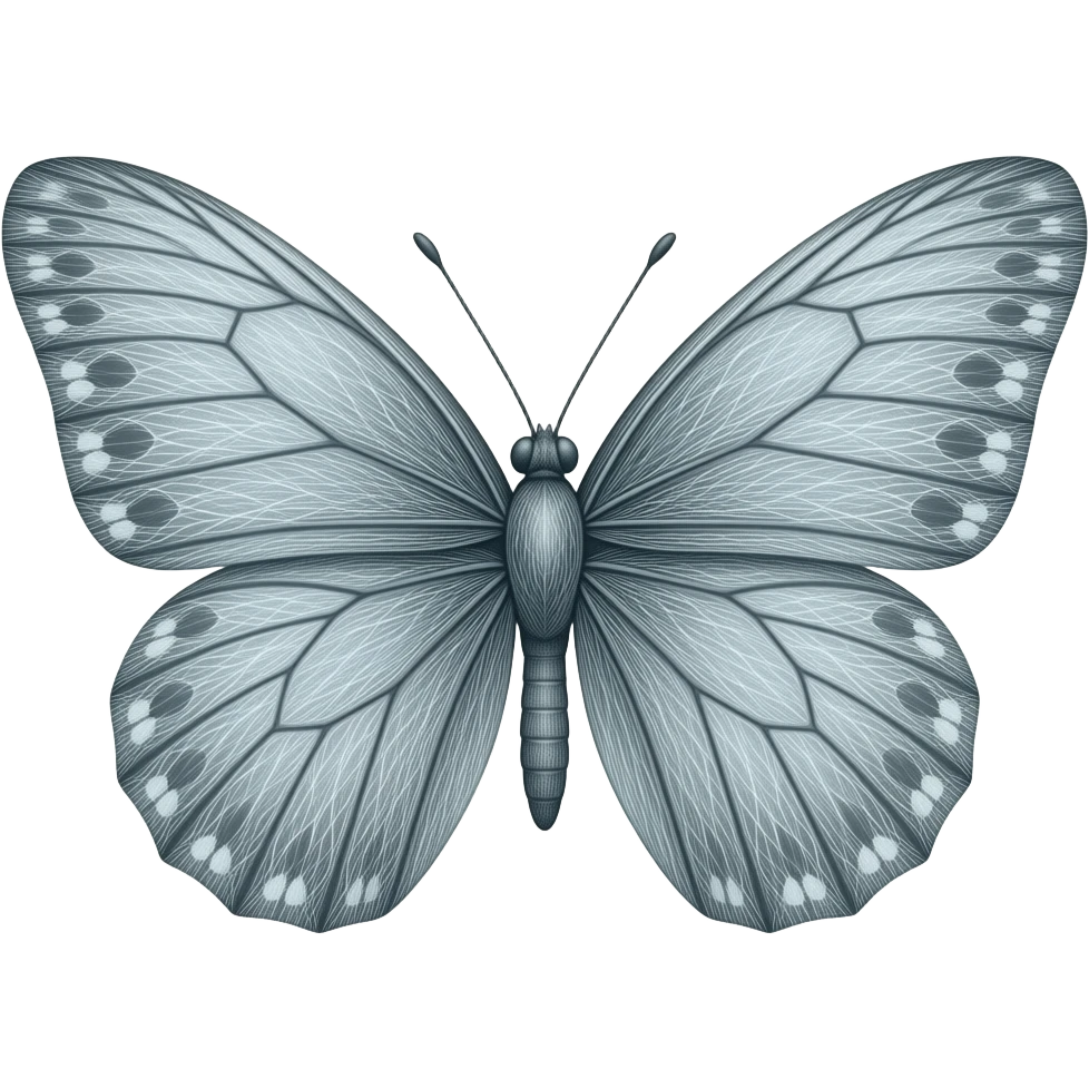 a butterfly generated with thin white lines only emoji
