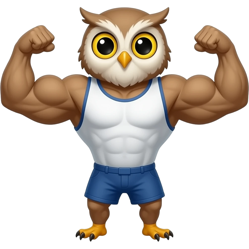 Cartoon owl Body building emoji