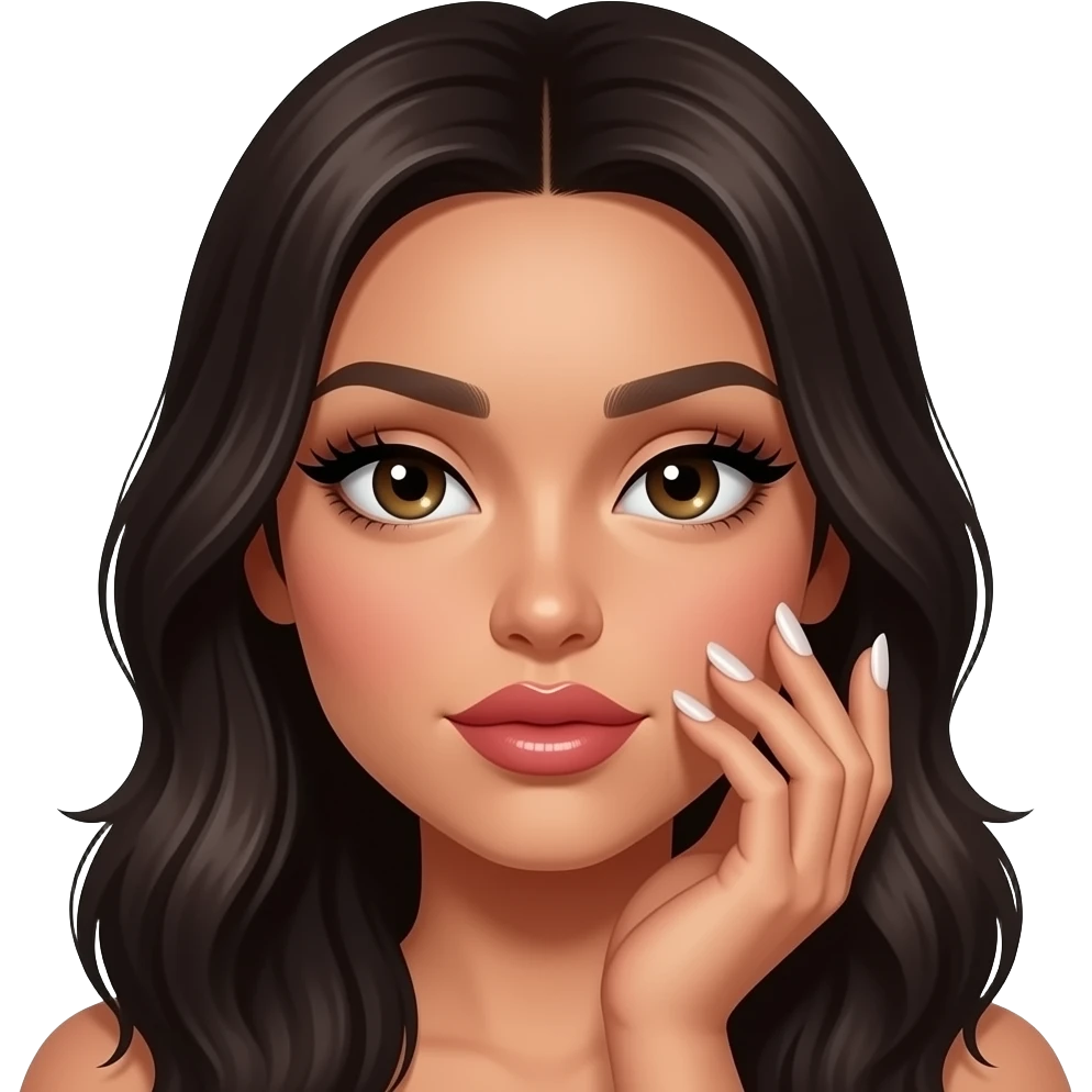 The emoji should have lips eyelashes and nails and should be very sassy the lips should be glossy emoji