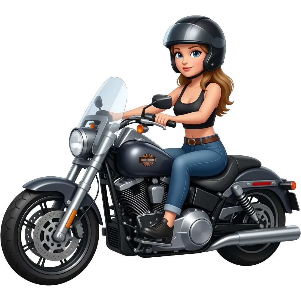 Harley Davidson dark grey road glide with woman riding emoji
