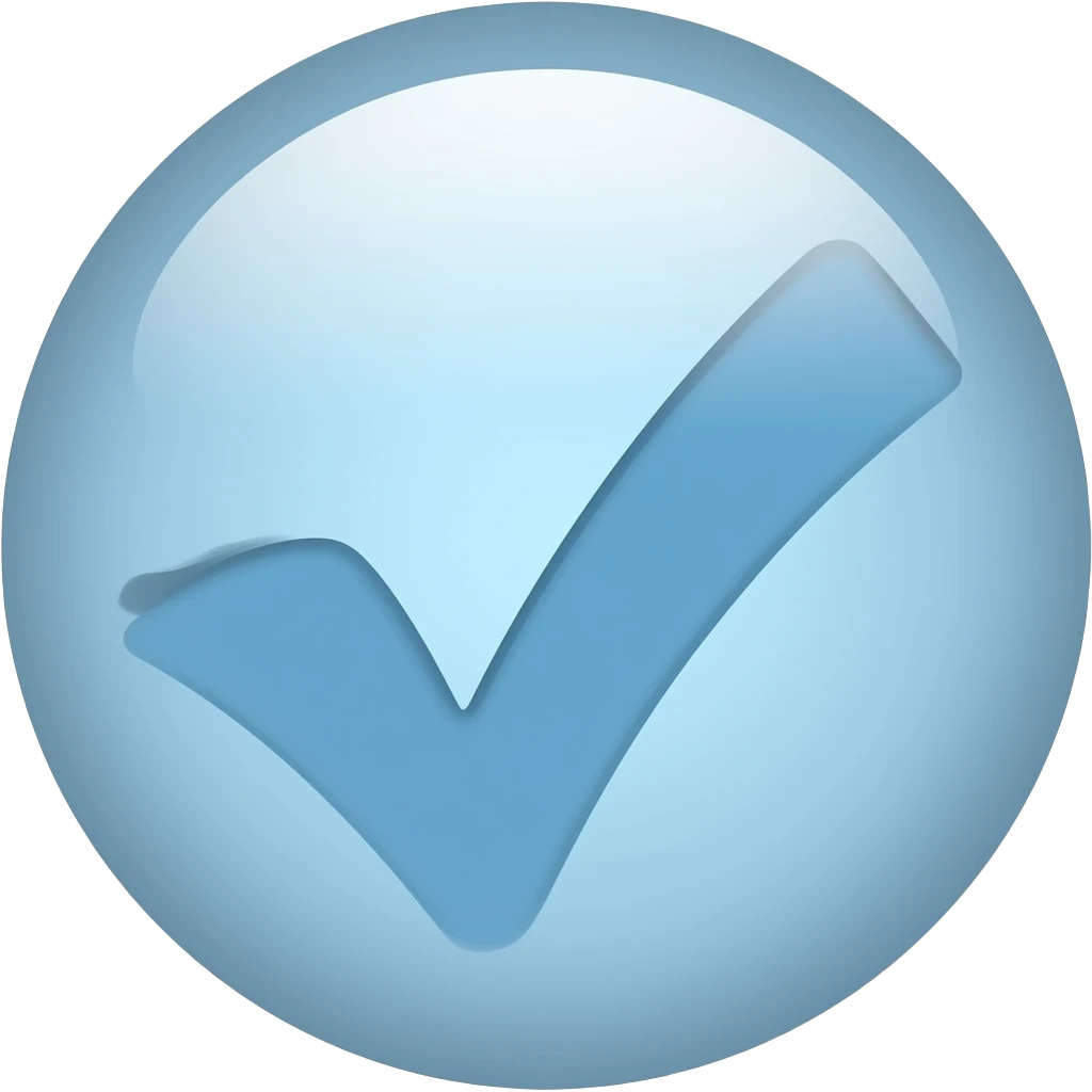 Yuvarlak mavi tik rengi açık mavi emoji