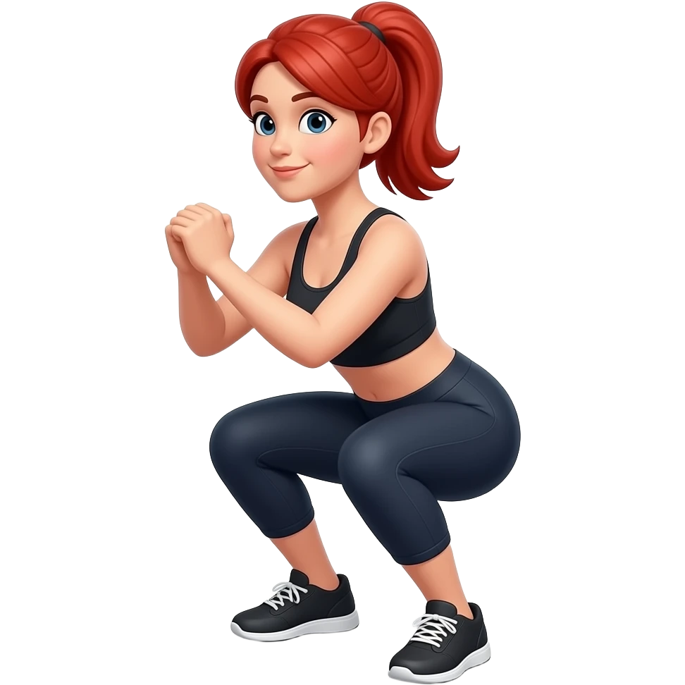 Woman with red hair doing squats emoji
