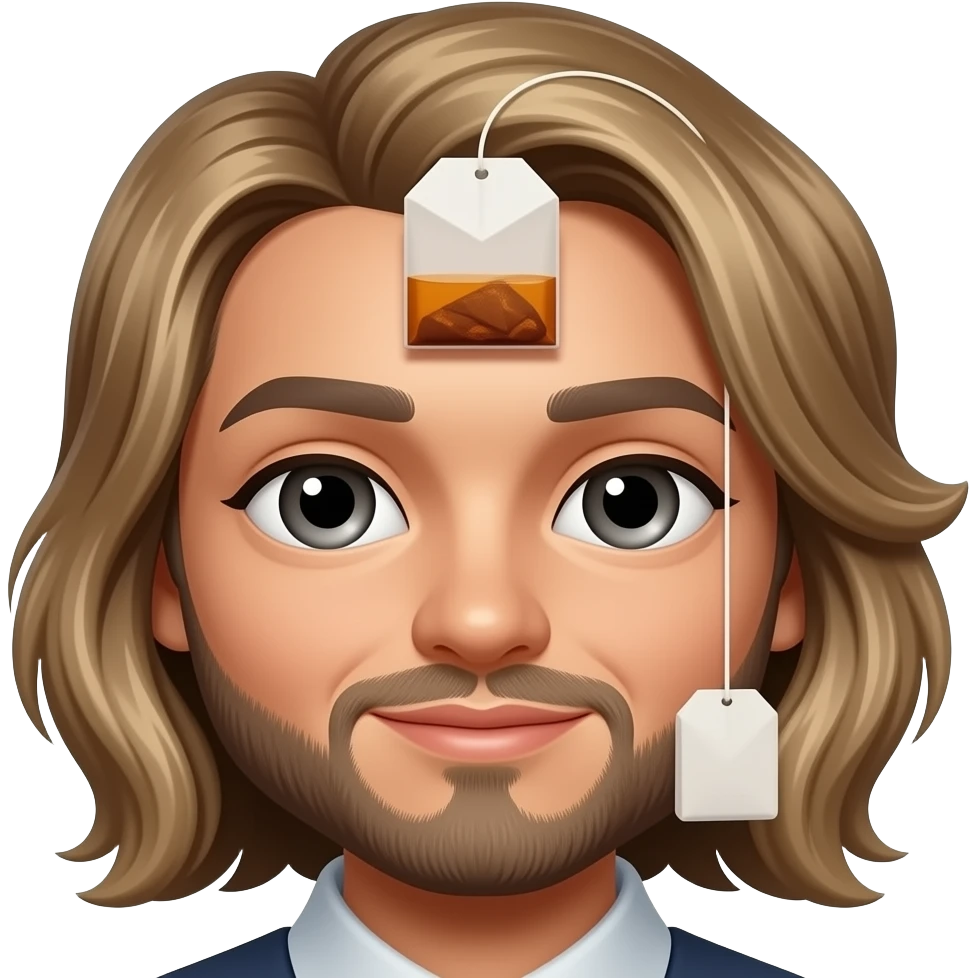 Tea bag resting on forehead emoji