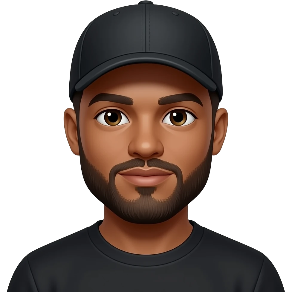 Moreno medio obscuro barba delineada con cachucha negra emoji