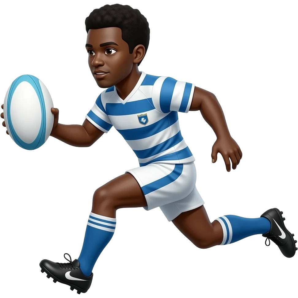 Joueur de rugby africain courant avec balle emoji