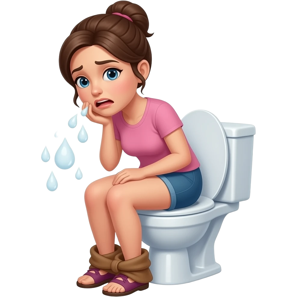 Woman diarrhea on toilet emoji