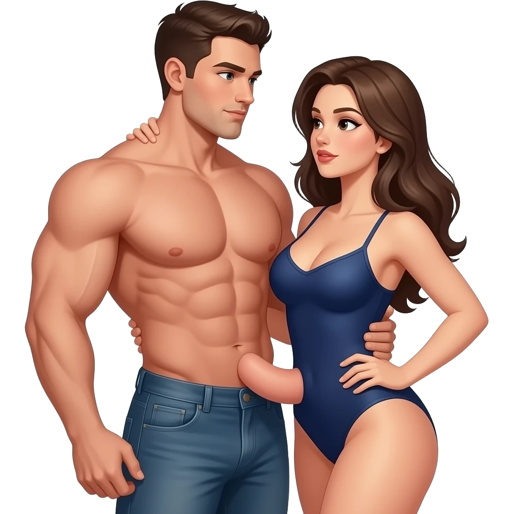 A MUSCULOUS AND NAKED MAN WITH BIG DICK FUCKING A BIG BOOTY WOMEN emoji