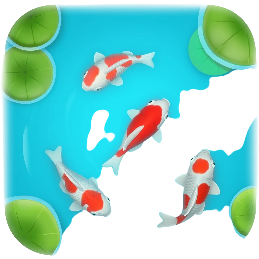 Koi fish in a pond aesthetic scenery  emoji