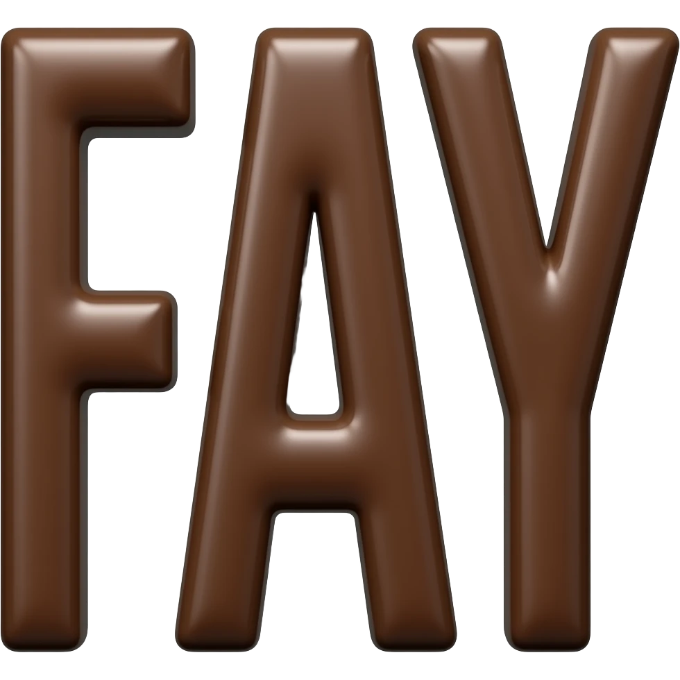 letters FAY in dark chocolate emoji