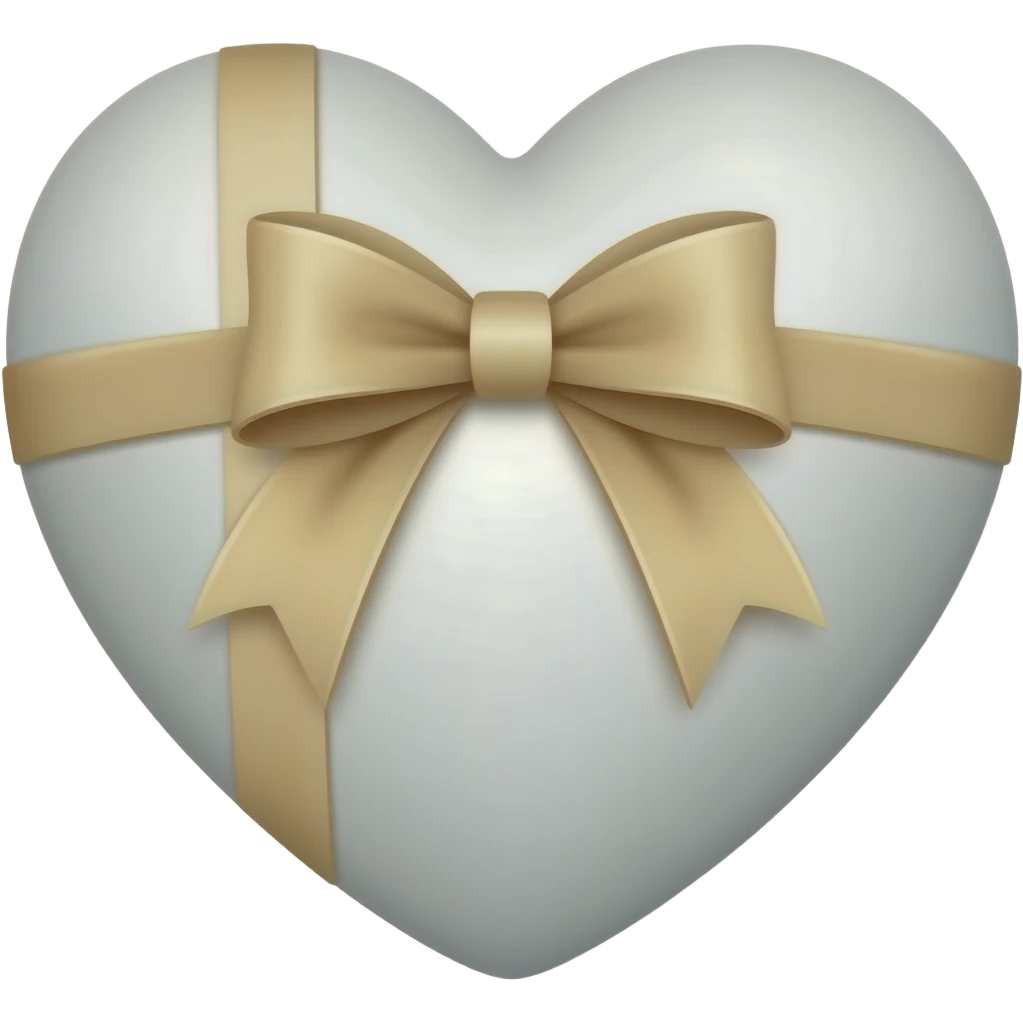 White heart with beige bow emoji