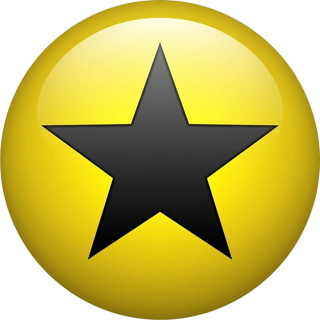 Yellow circle with a black star in it emoji