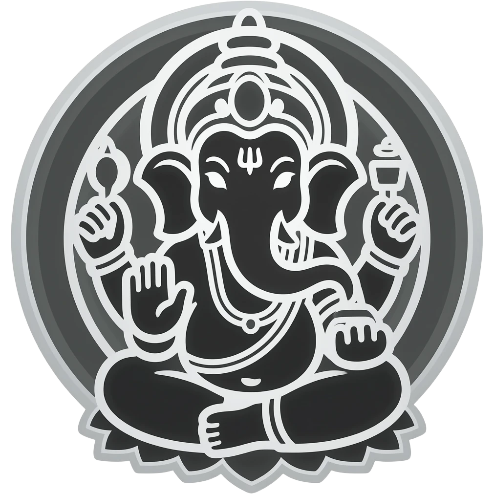 Creata outline of ganesh ji in morden type with white colour to add on a engagement card emoji