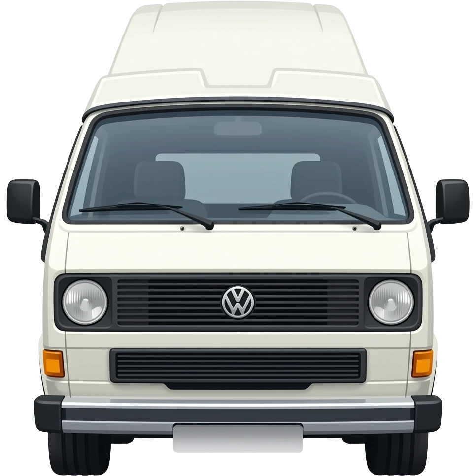 vw t3 california weiß mit eckigen Doppelscheinwerfern und Klappdach emoji