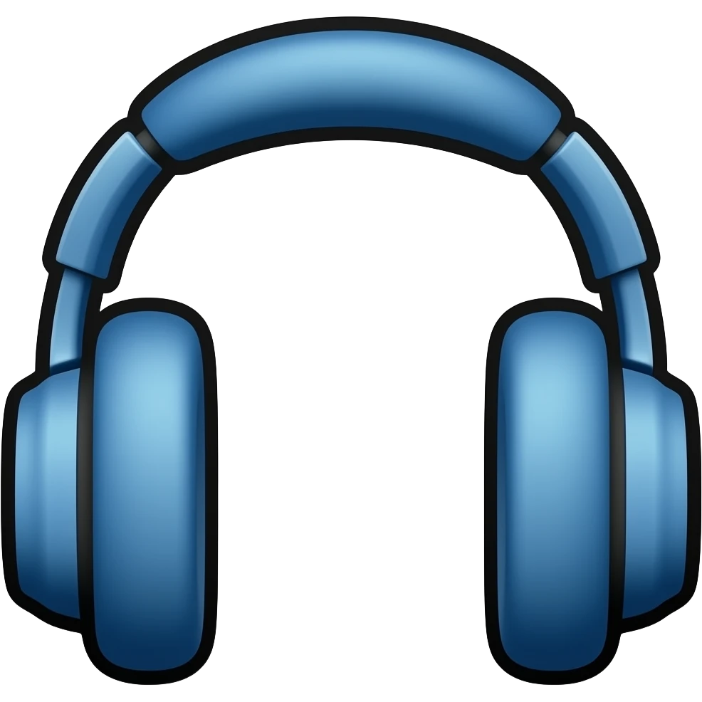 thick black outline, blue headphones emoji, thick black outline, simple cartoon emoji