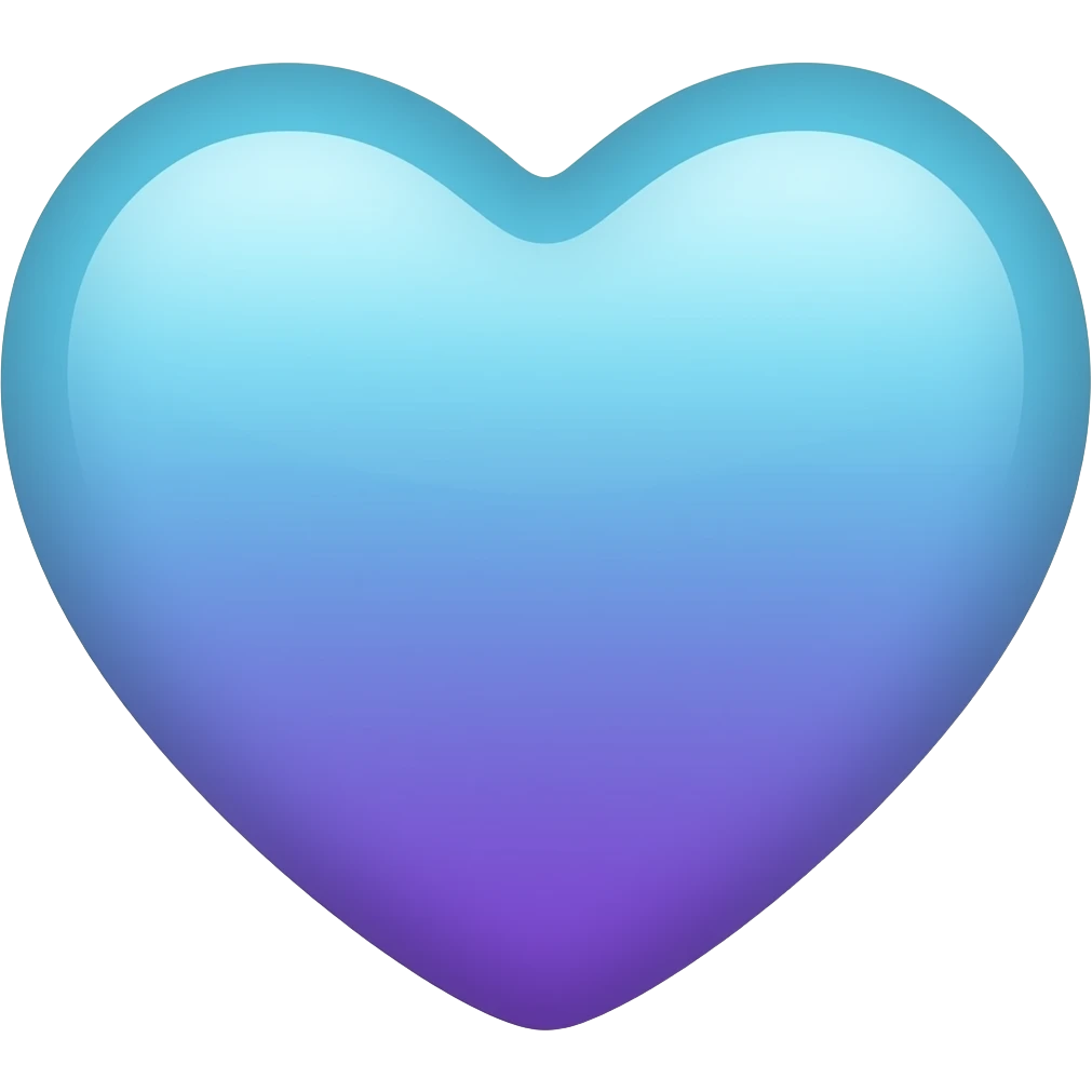 Baby blue and lavender ombré heart emoji
