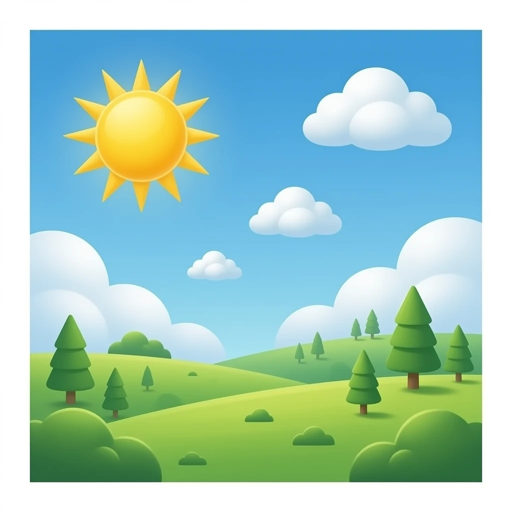 нарисуй реалистичное солнце в реалистичных облаках emoji