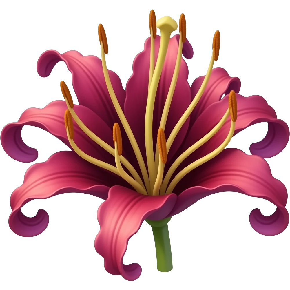 Create a red spider Lily emoji similar to the chosen image above but it has to be slightly different from the image and it should properly describe the features of the real flower emoji